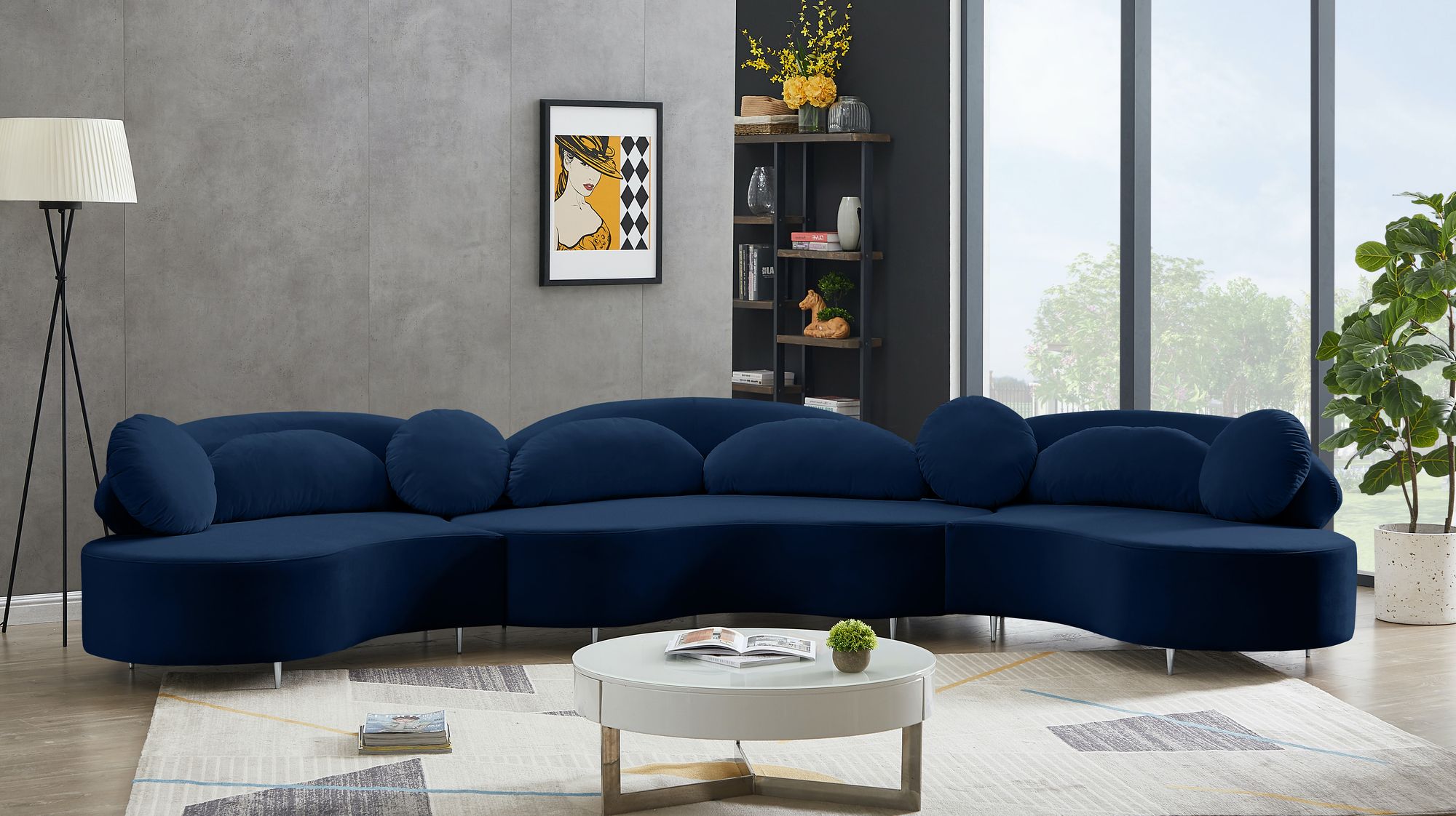 Vivacious 169" 3-Piece Velvet Sectional