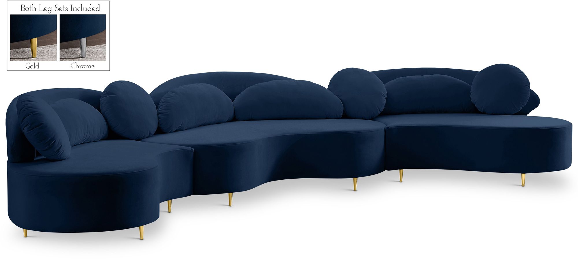 Vivacious 169" 3-Piece Velvet Sectional