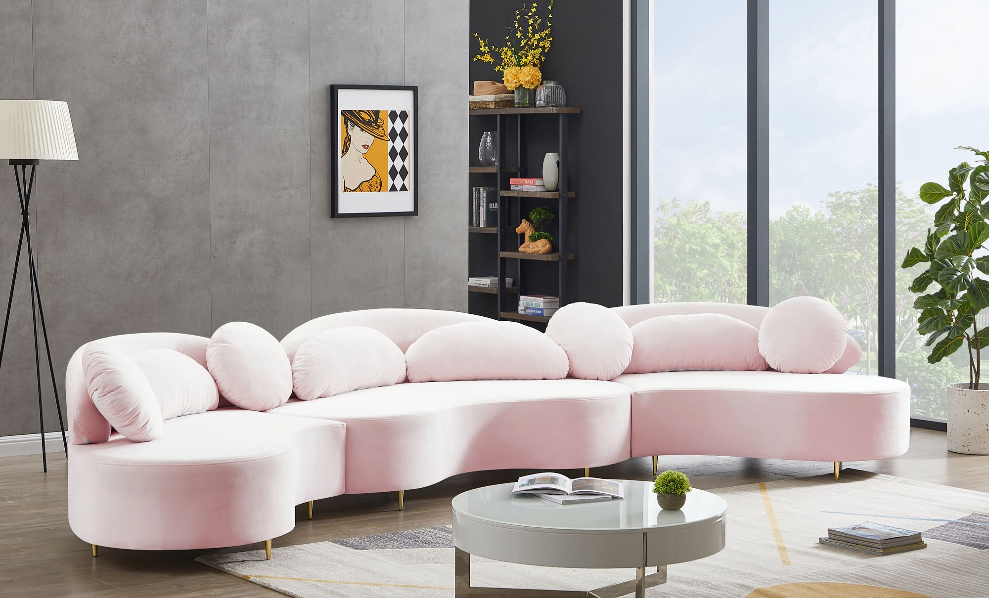 Vivacious 169" 3-Piece Velvet Sectional