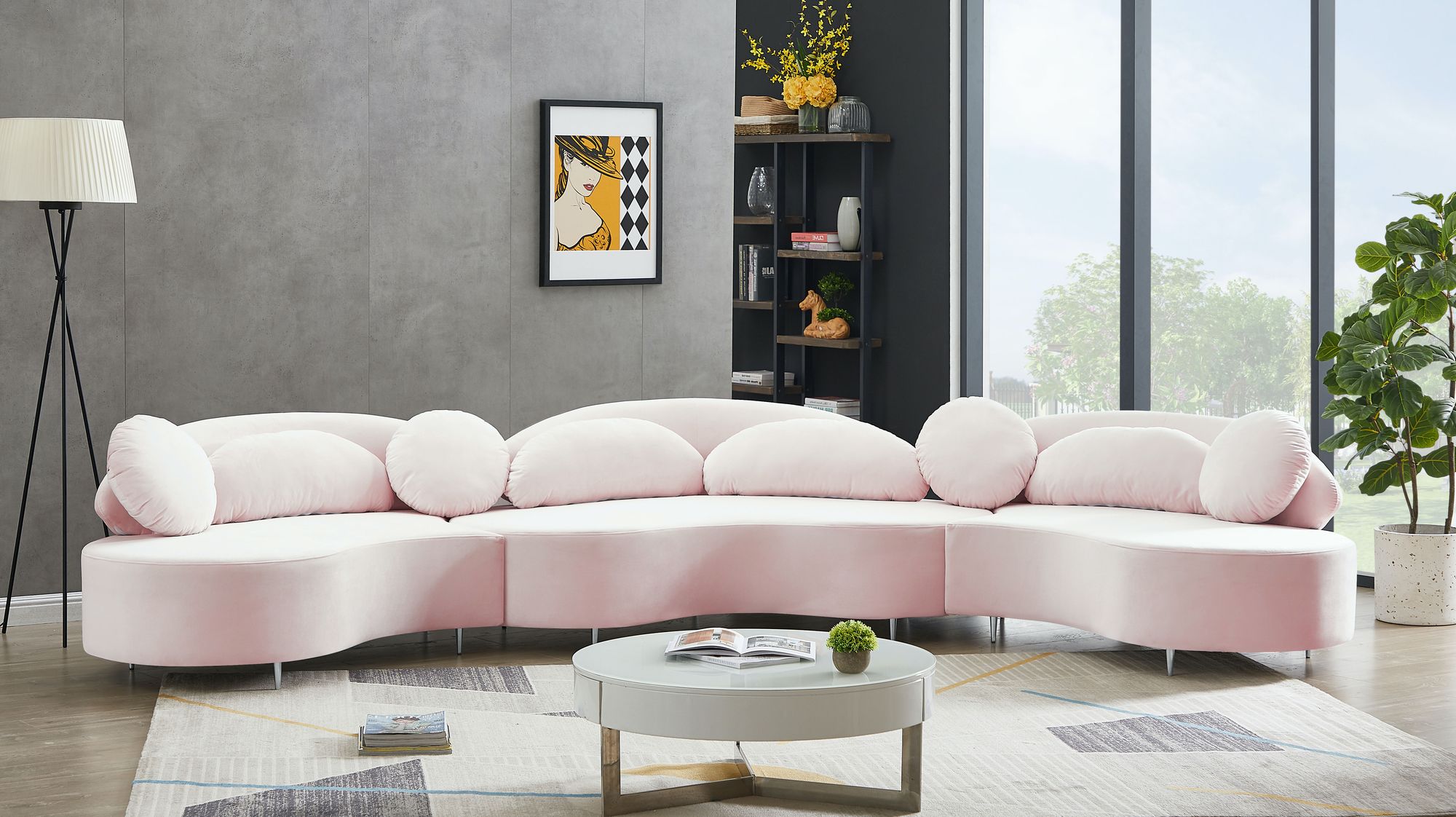 Vivacious 169" 3-Piece Velvet Sectional