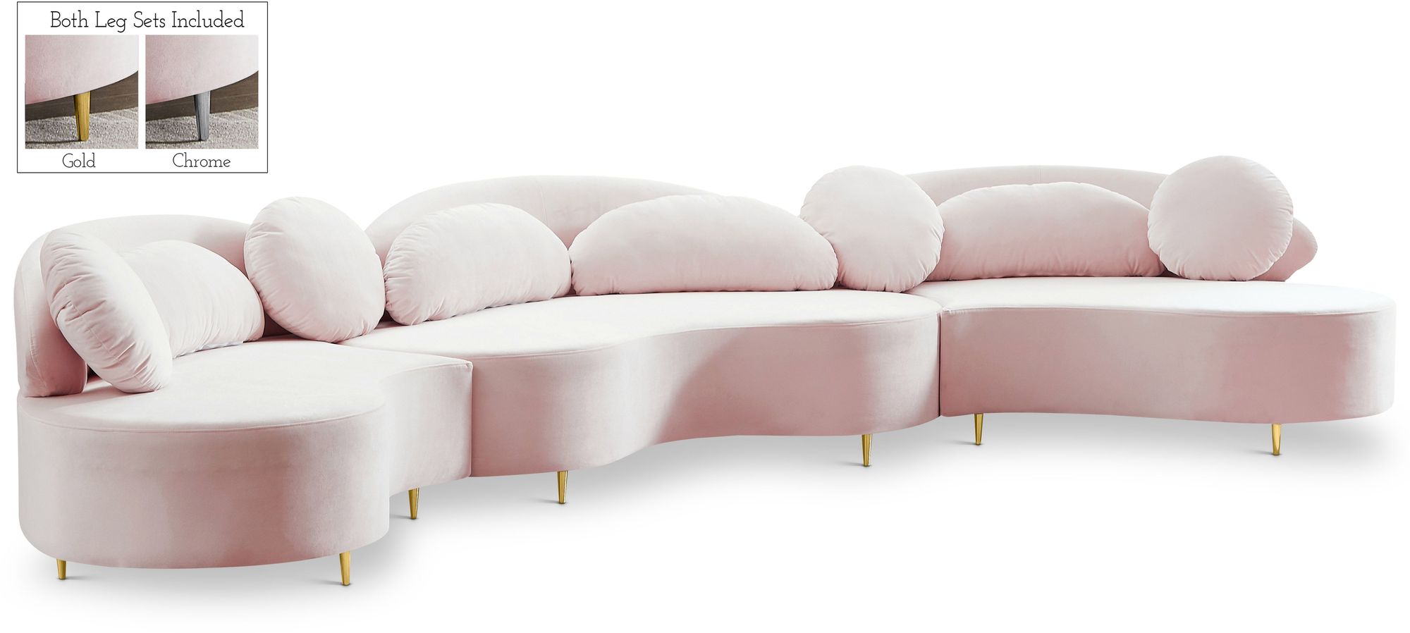 Vivacious 169" 3-Piece Velvet Sectional