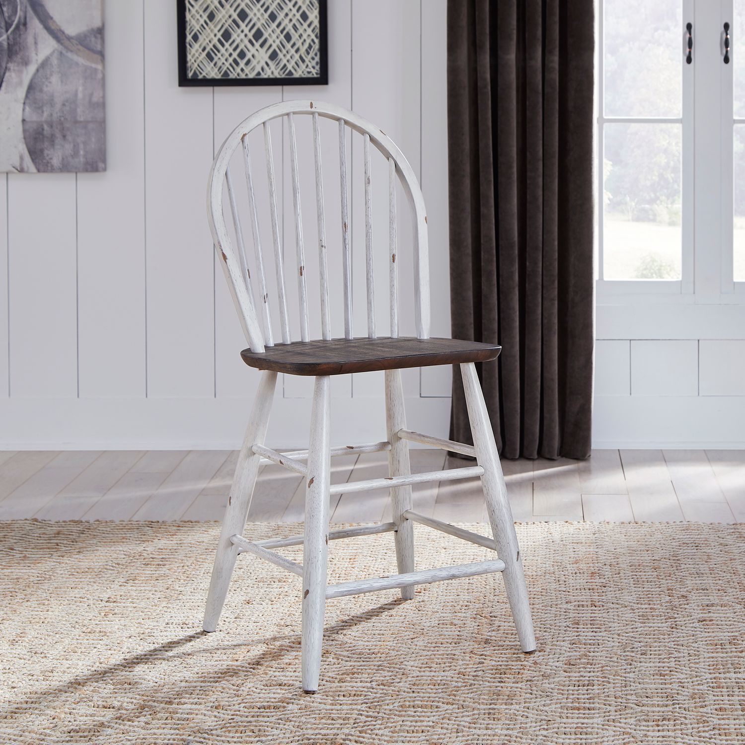 Farmhouse Windsor Wood Back Counter Chair