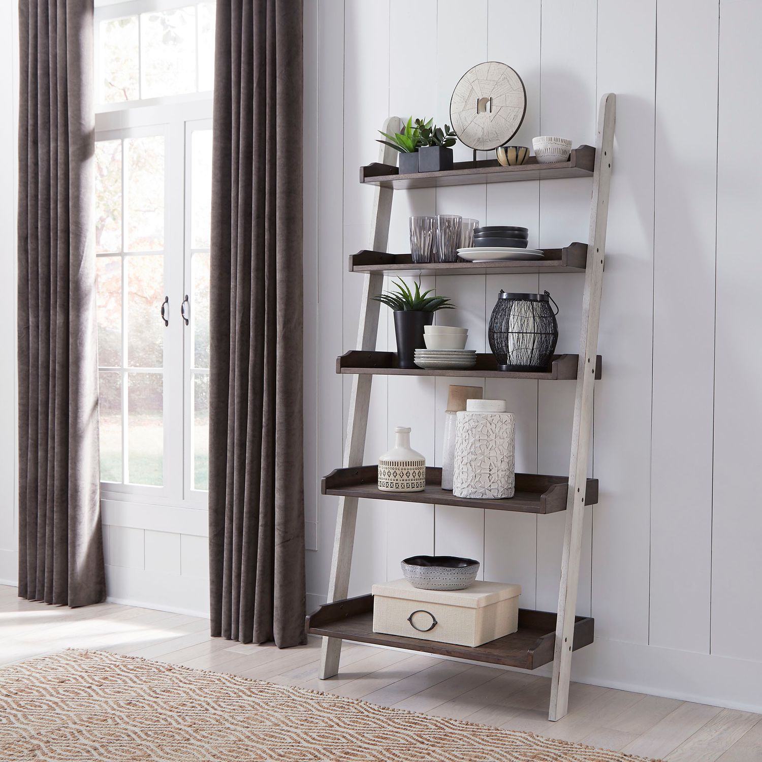 Farmhouse Wood Leaning Bookcase