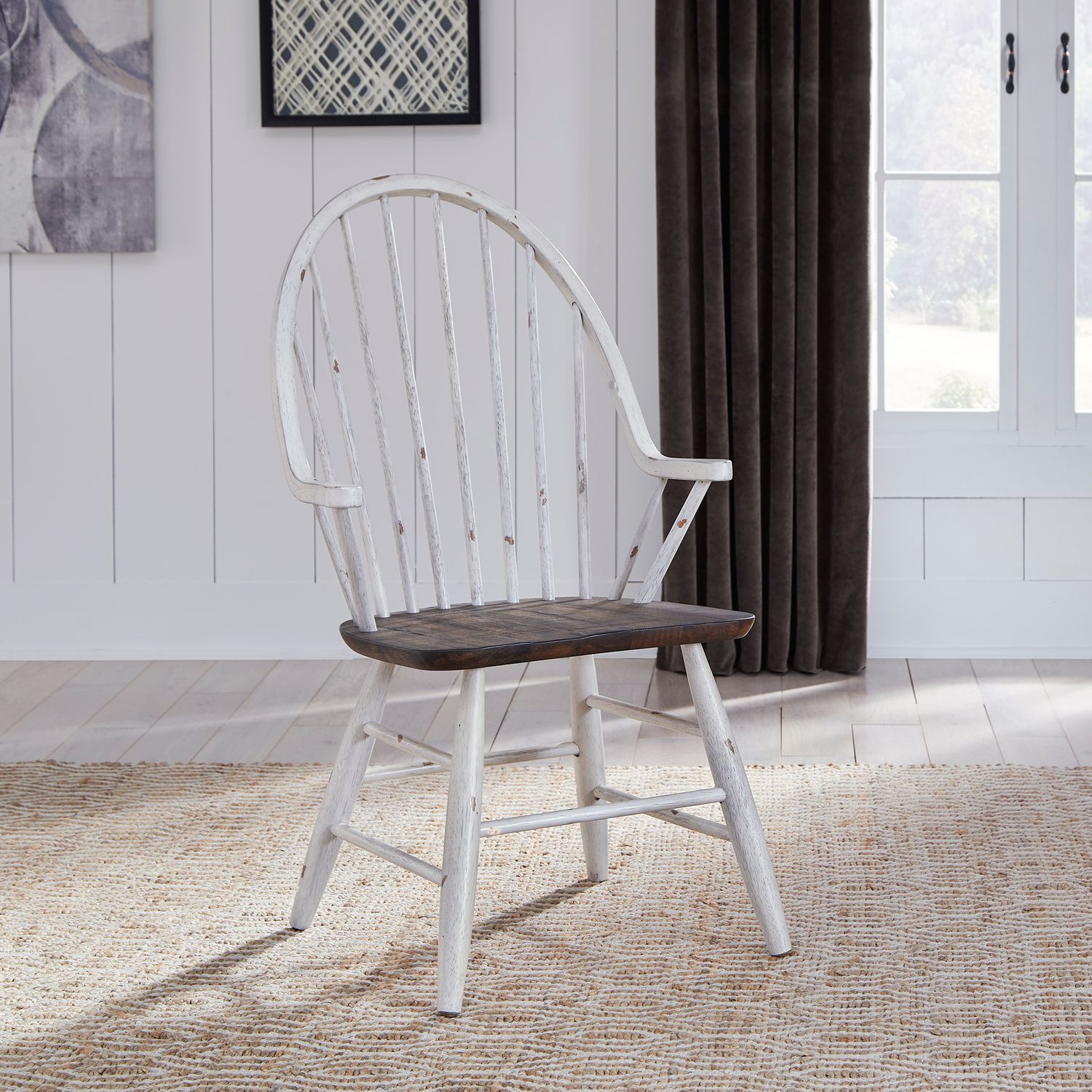 Farmhouse Windsor Wood Back Arm Chair