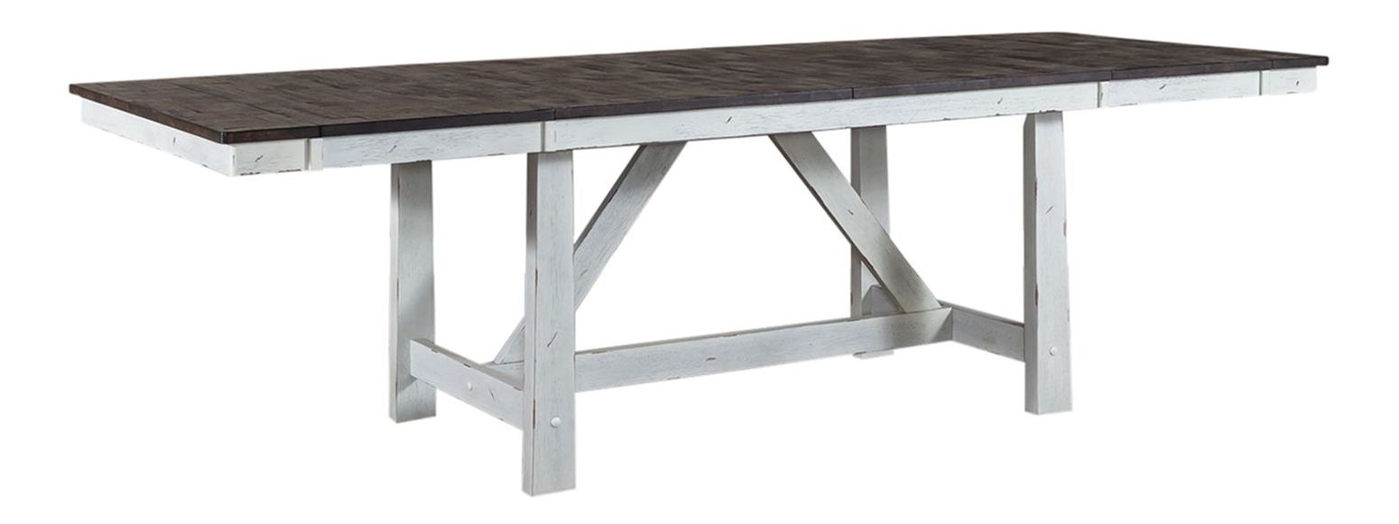 Farmhouse Extendable Trestle Dining Set | Two-Tone Wood