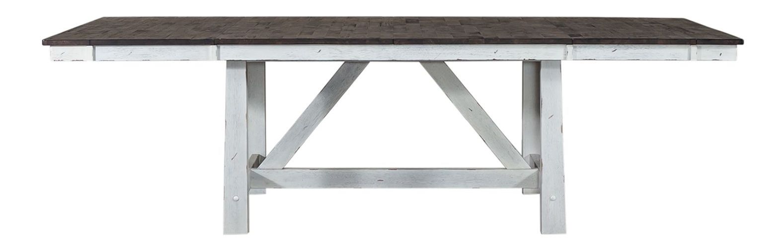 Farmhouse Extendable Trestle Dining Set | Two-Tone Wood