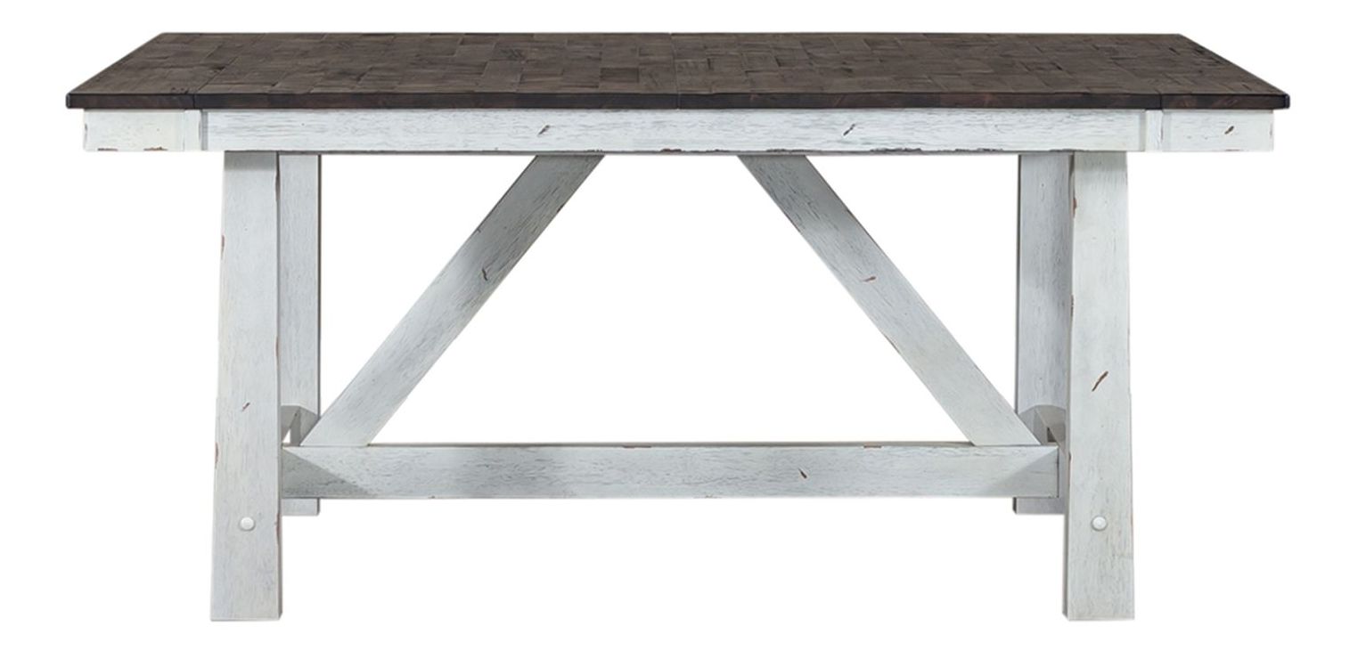 Farmhouse Extendable Trestle Dining Set | Two-Tone Wood