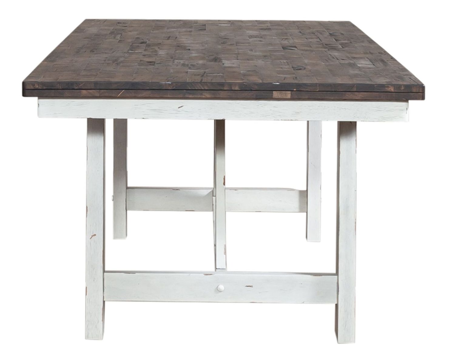 Farmhouse Rectangular Wood Fixed Top Trestle Table