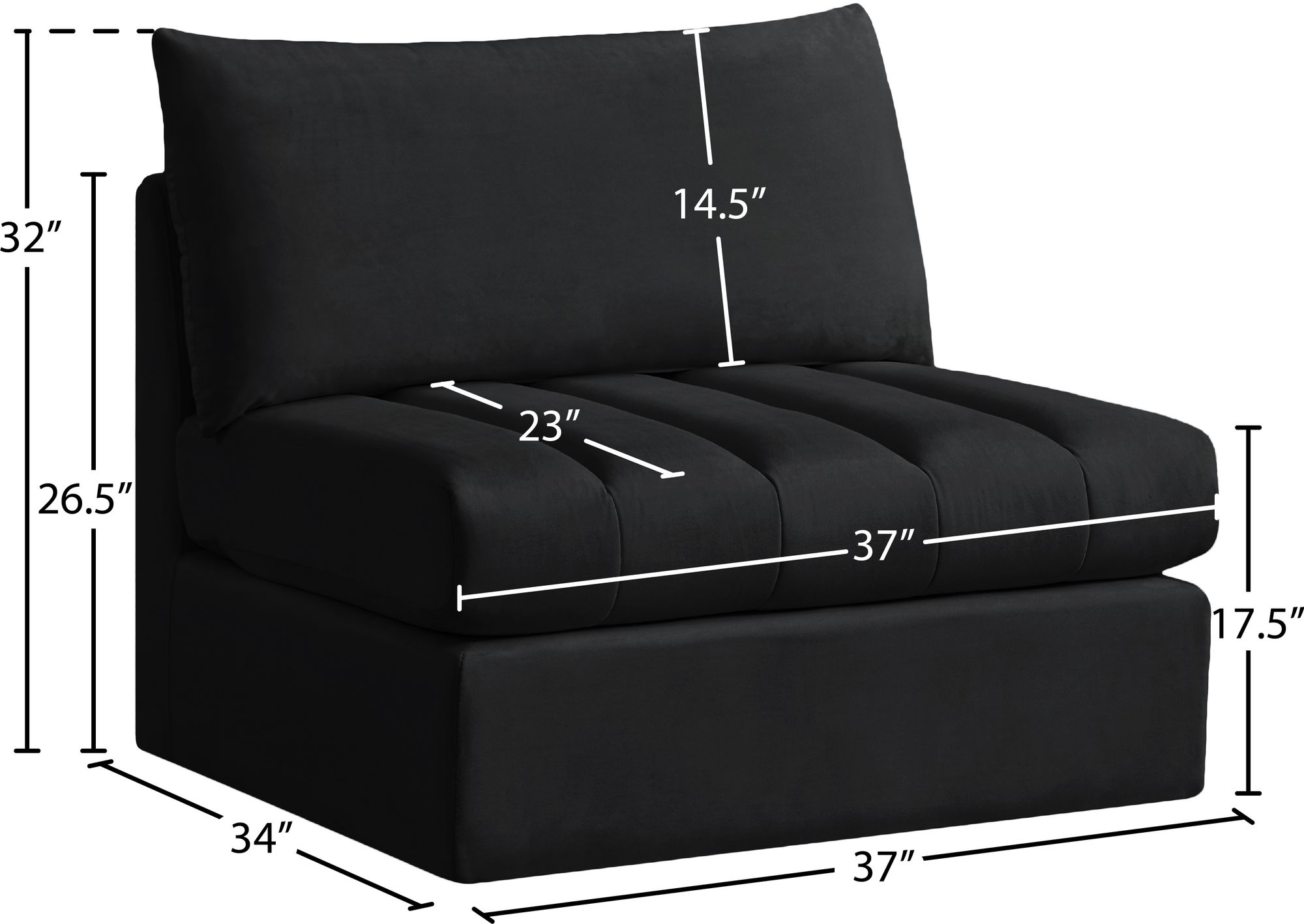 Jacob Velvet Modular Armless Chair
