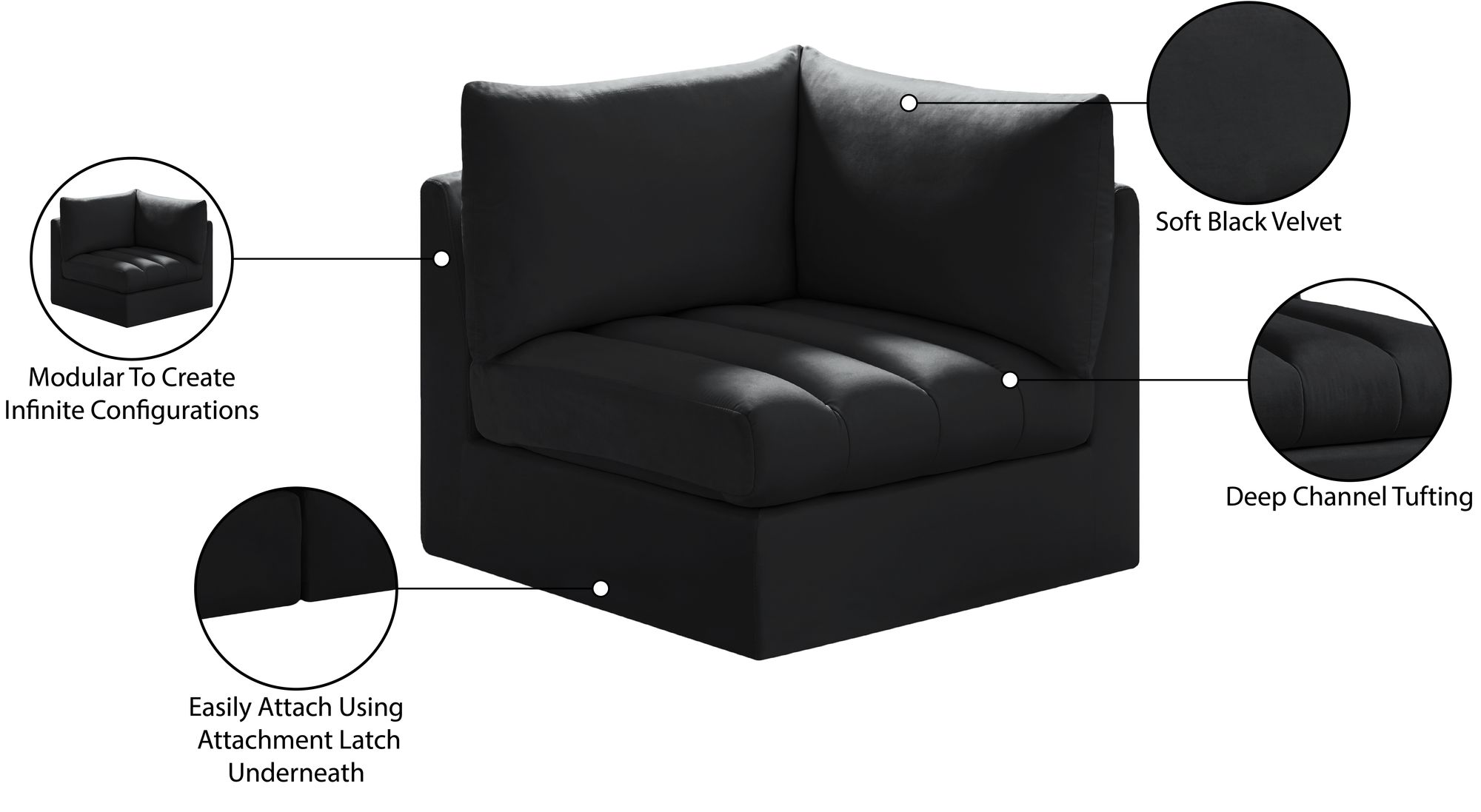 Jacob Velvet Modular Corner Chair