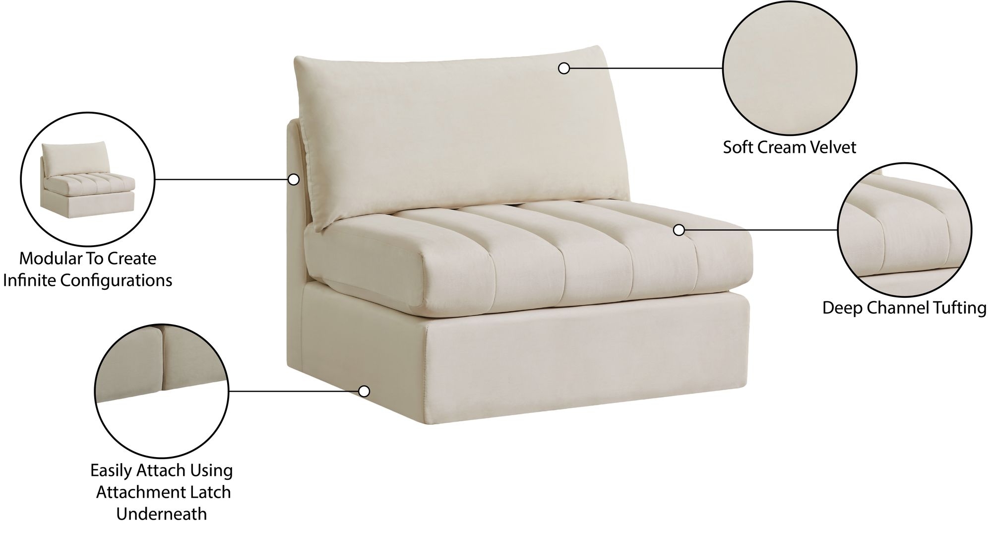 Jacob Velvet Modular Armless Chair