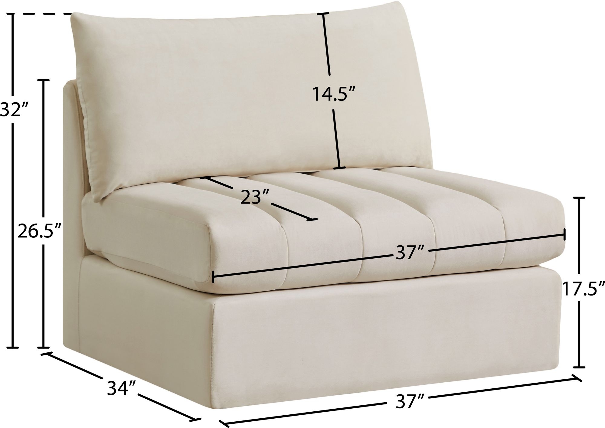 Jacob Velvet Modular Armless Chair