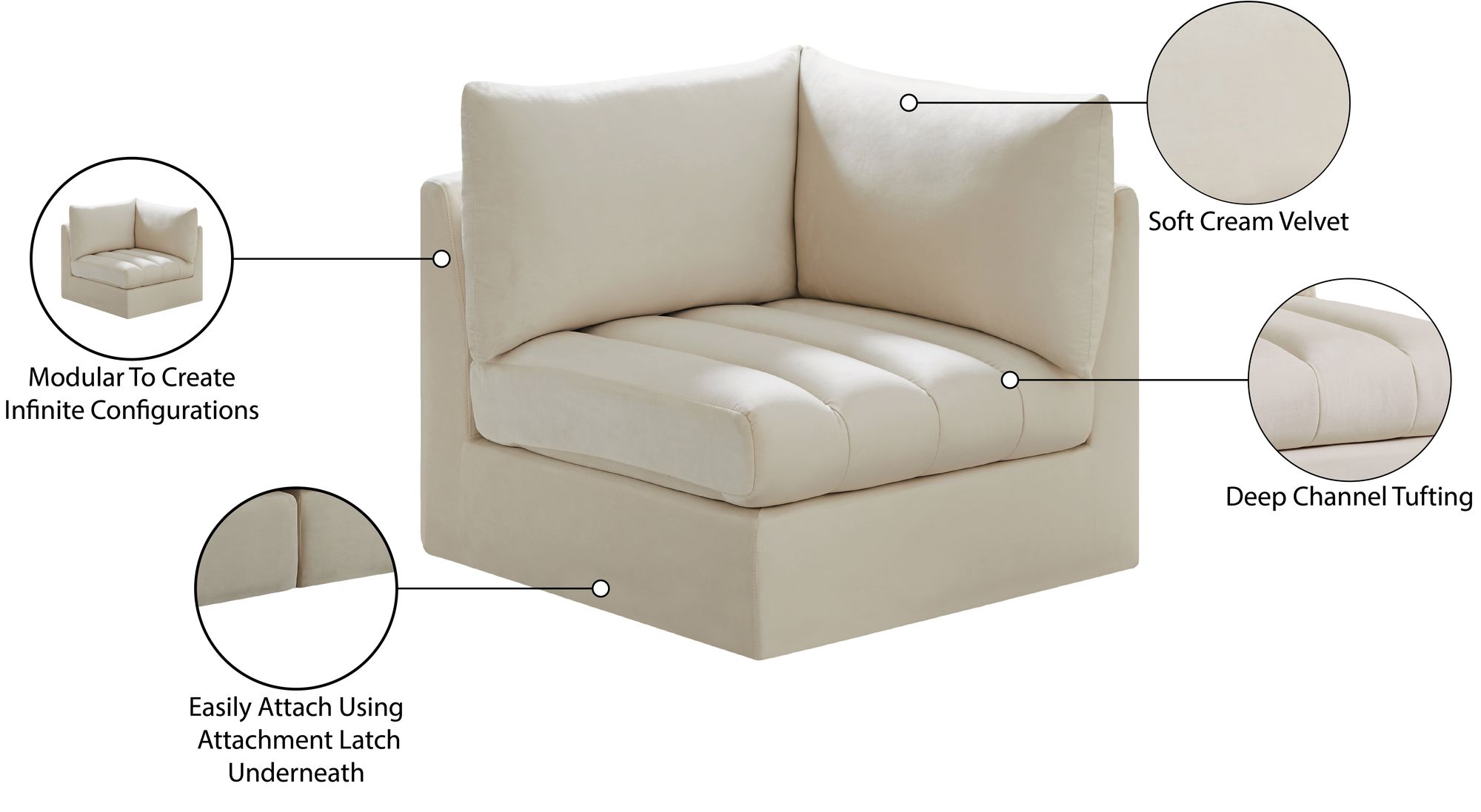 Jacob Velvet Modular Corner Chair