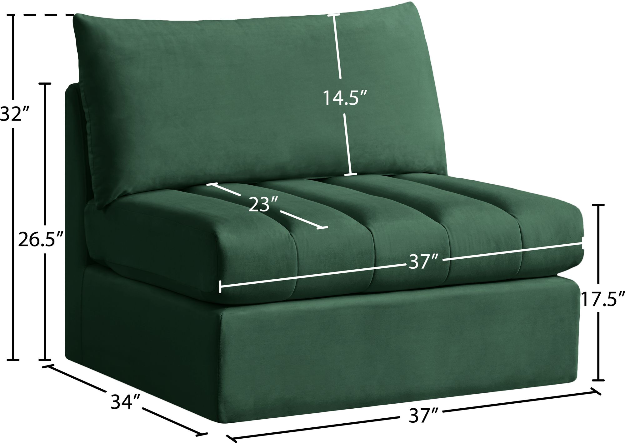 Jacob Velvet Modular Armless Chair