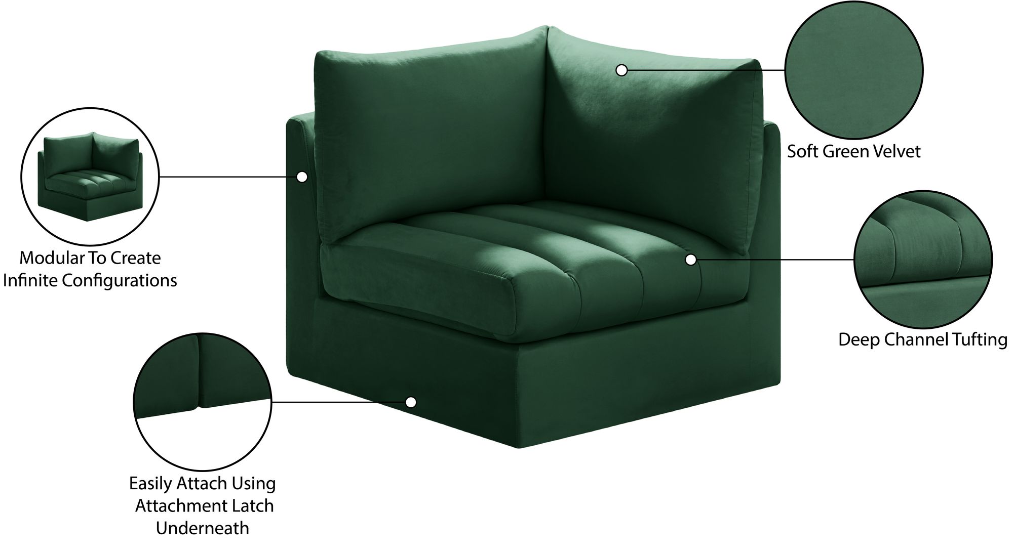 Jacob Velvet Modular Corner Chair
