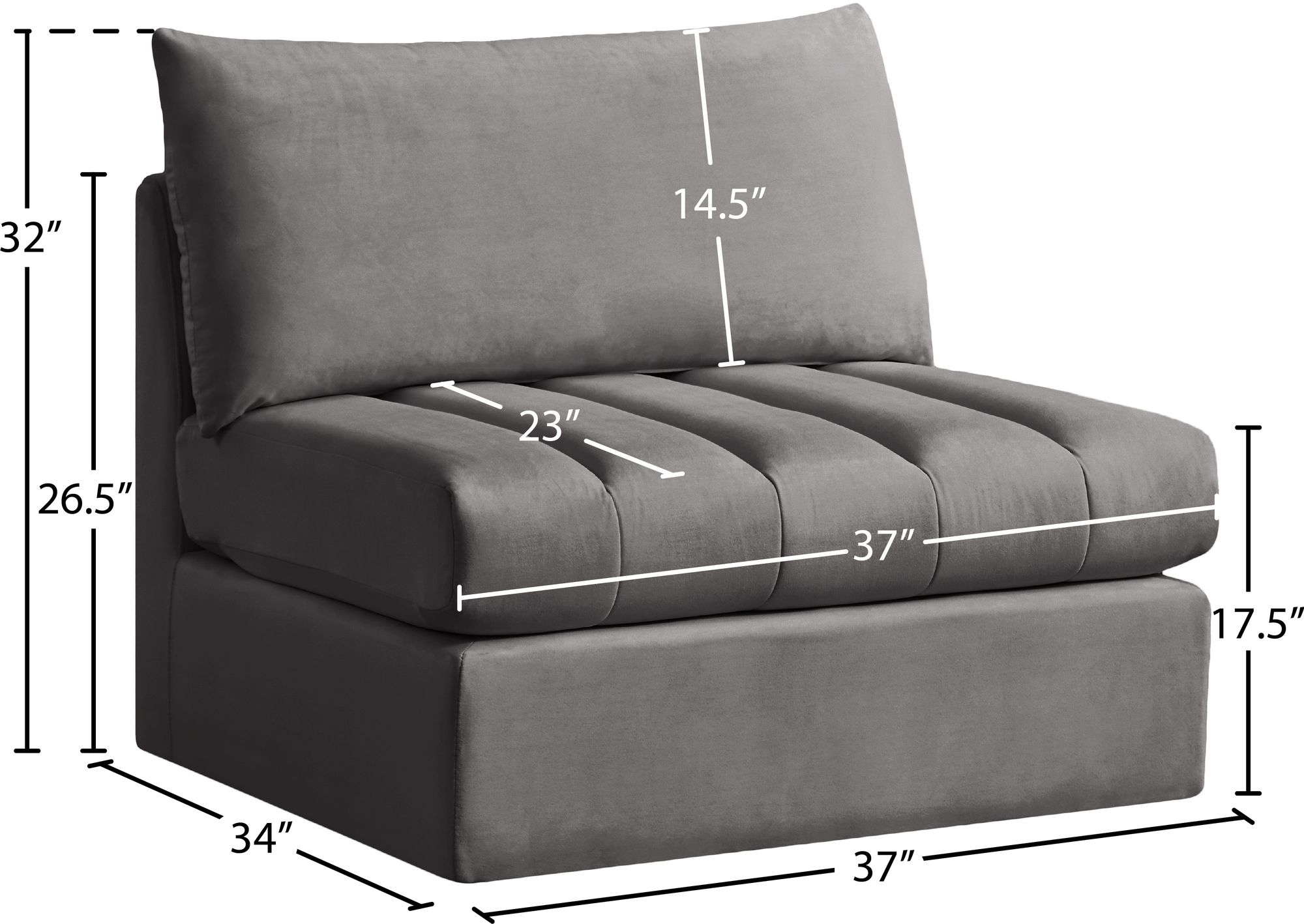 Jacob Velvet Modular Armless Chair