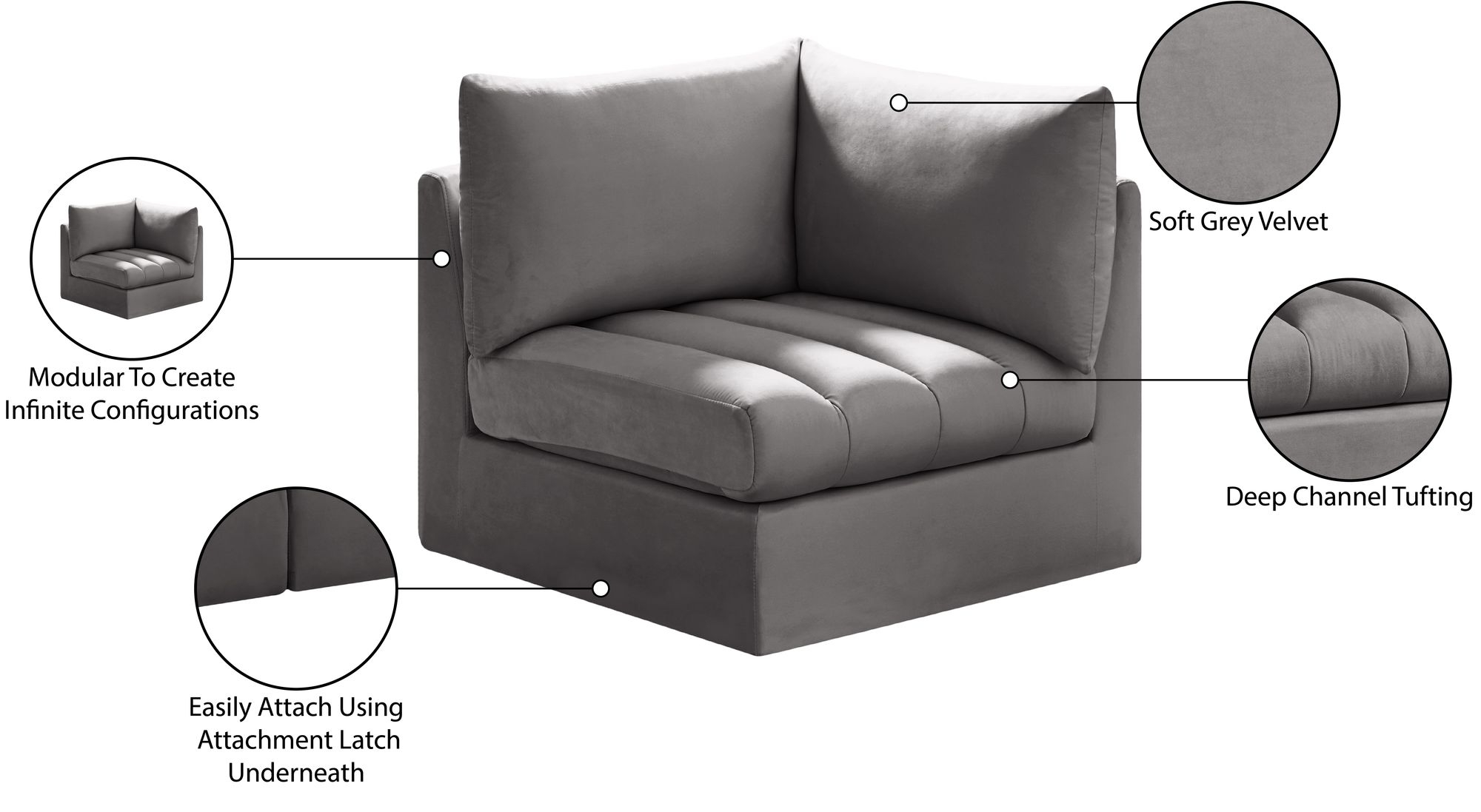 Jacob Velvet Modular Corner Chair
