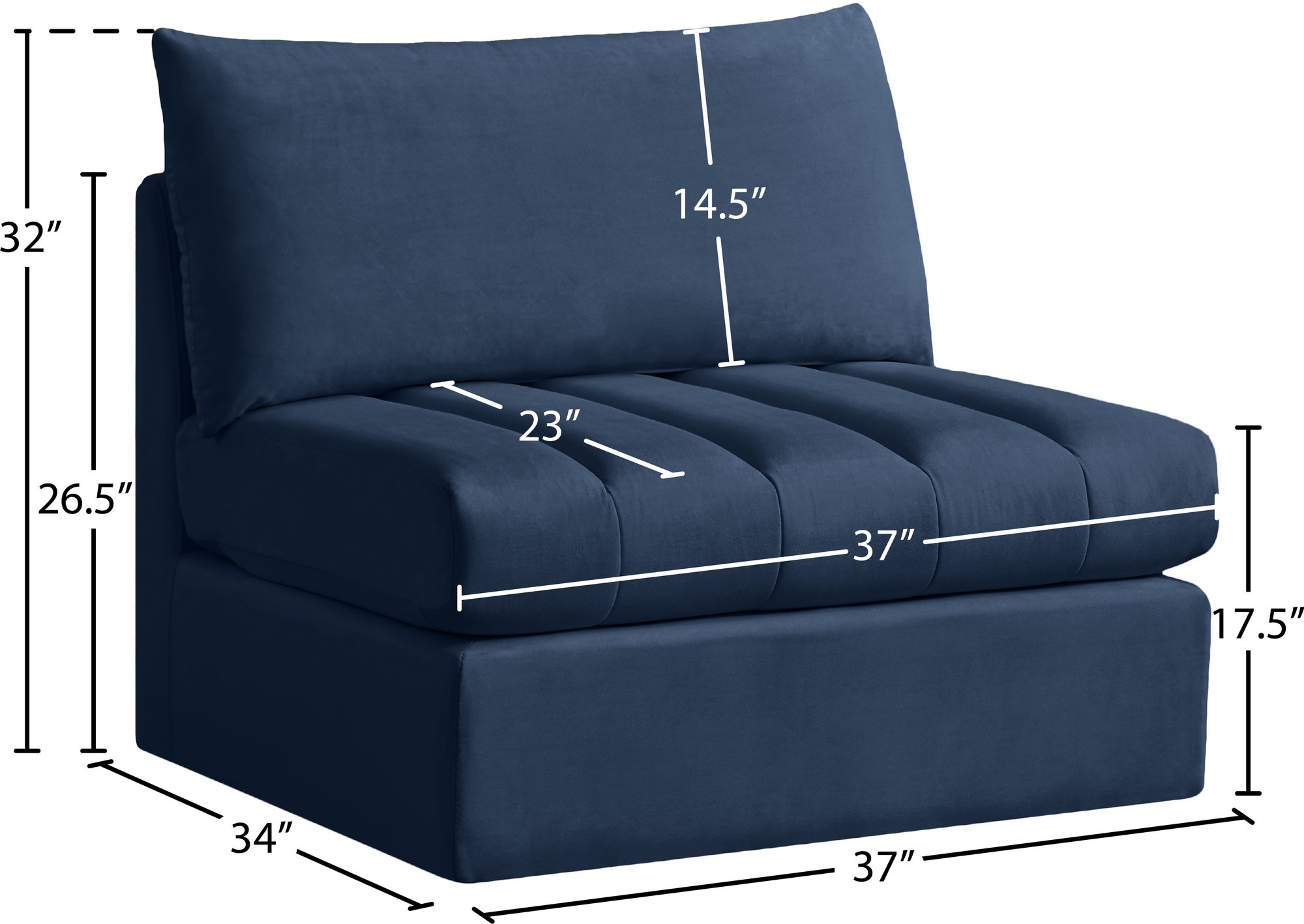 Jacob Velvet Modular Armless Chair