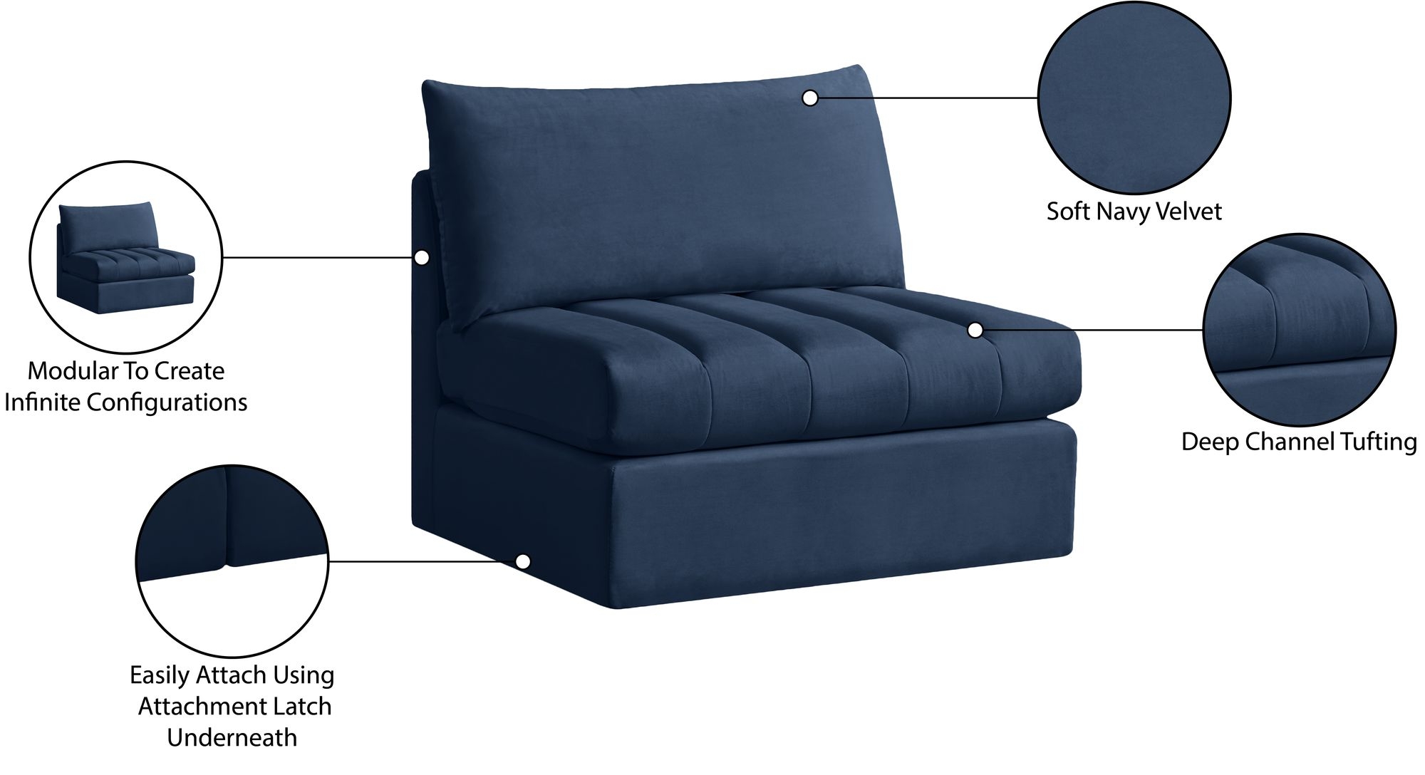 Jacob Velvet Modular Armless Chair