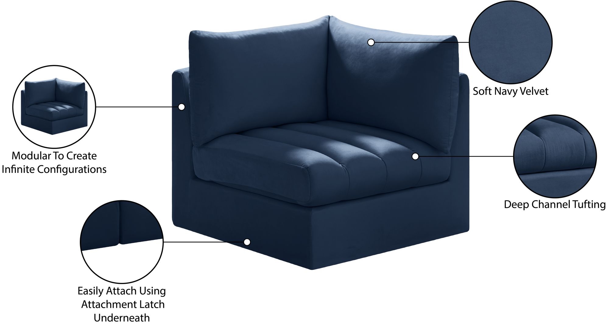 Jacob Velvet Modular Corner Chair