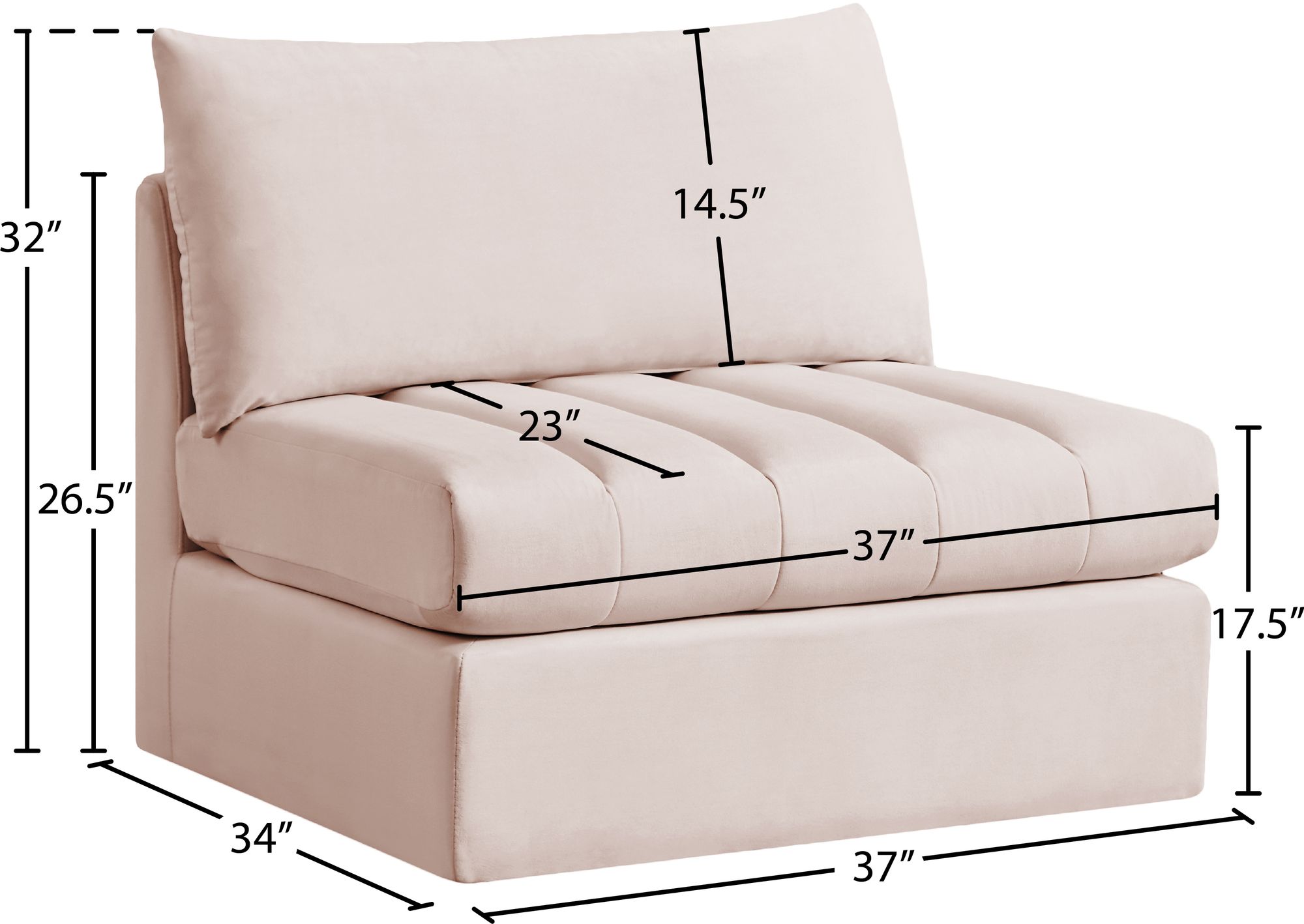 Jacob Velvet Modular Armless Chair