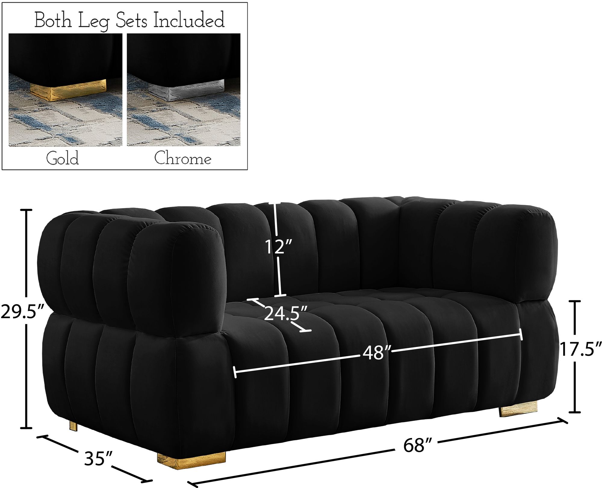 Gwen Velvet Loveseat