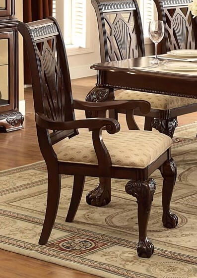 Norwich Leg Classic Fabric/Wood Dining Arm Chair by Homelegance