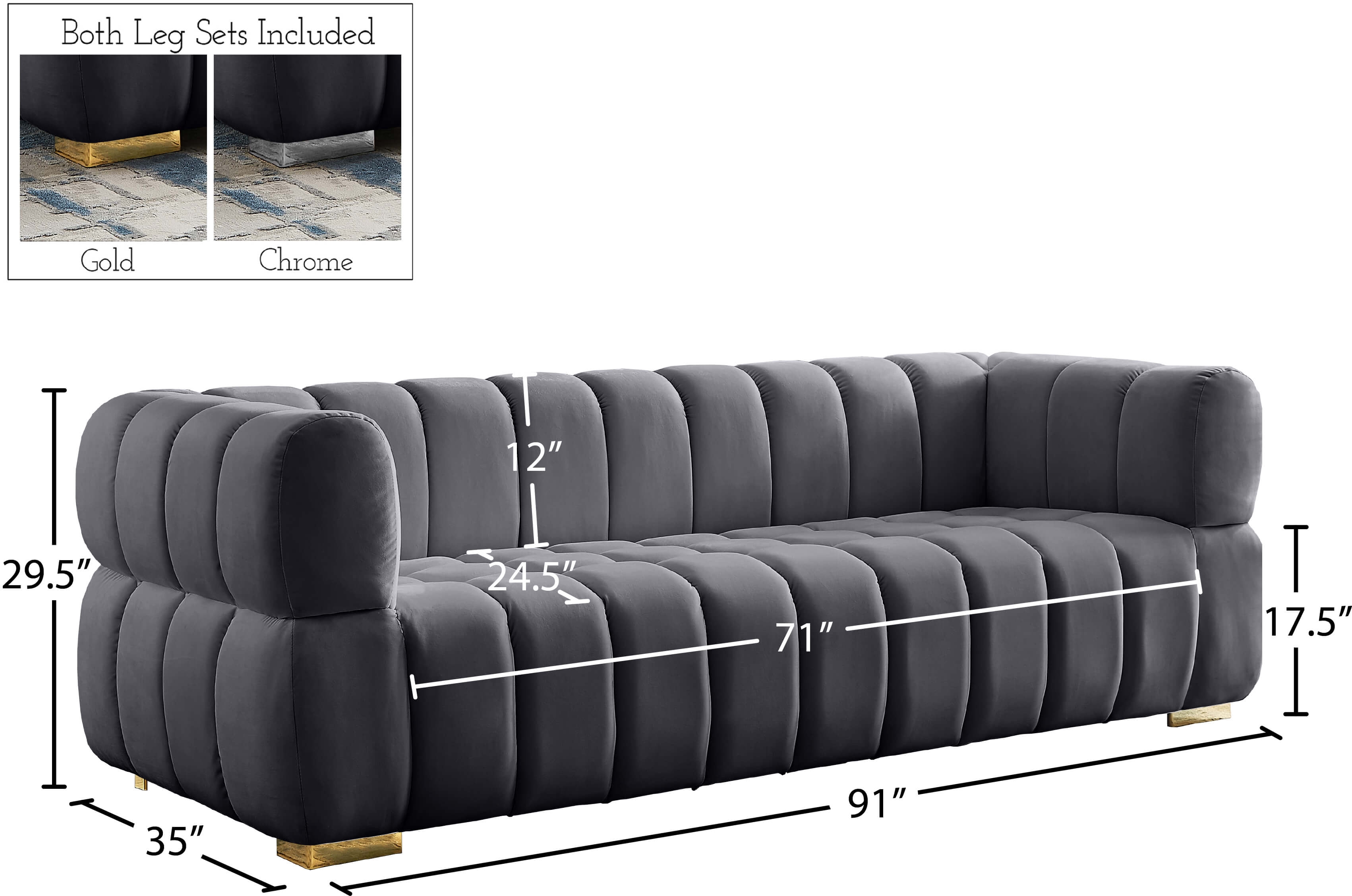 Gwen Velvet Sofa