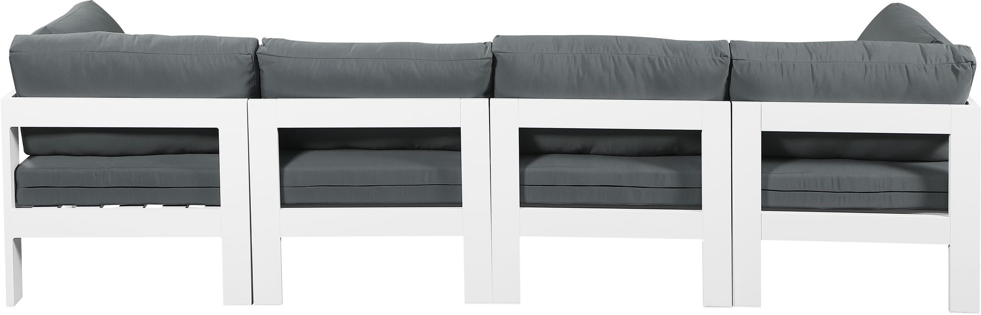 Nizuc 120" Outdoor Patio Waterproof Fabric Modular Sofa with White Aluminum Frame