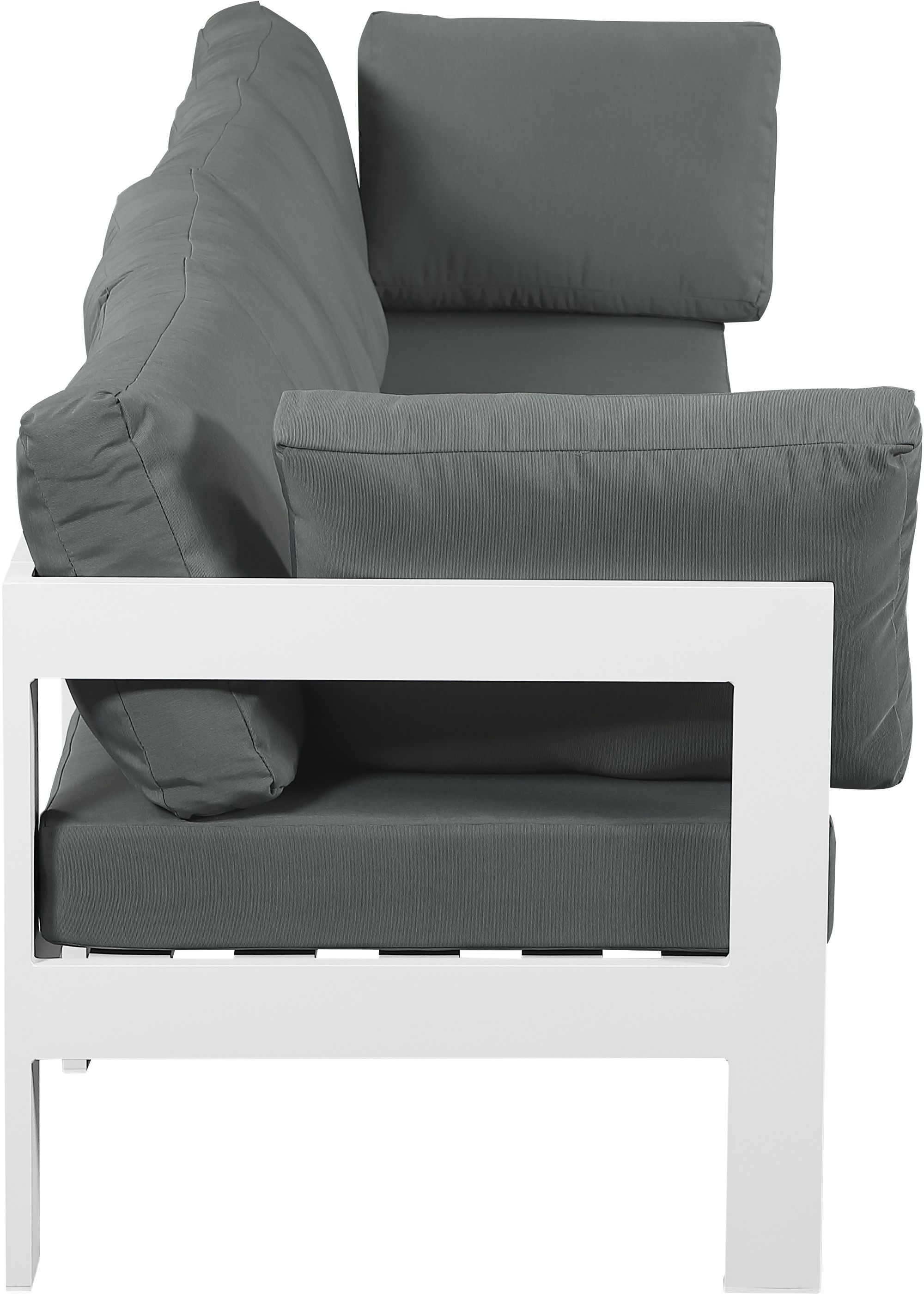 Nizuc 120" Outdoor Patio Waterproof Fabric Modular Sofa with White Aluminum Frame