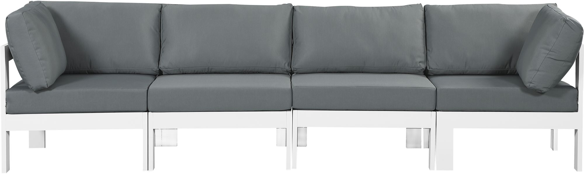 Nizuc 120" Outdoor Patio Waterproof Fabric Modular Sofa with White Aluminum Frame