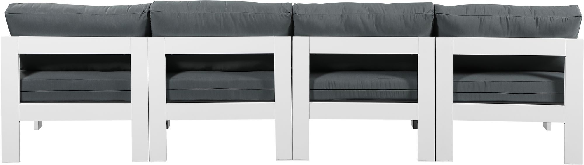 Nizuc 120" Outdoor Patio Waterproof Fabric Armless Modular Sofa with White Aluminum Frame