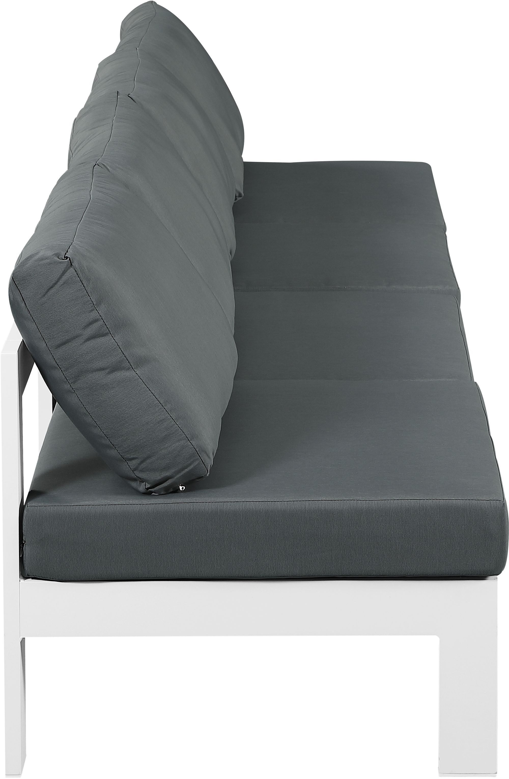 Nizuc 120" Outdoor Patio Waterproof Fabric Armless Modular Sofa with White Aluminum Frame