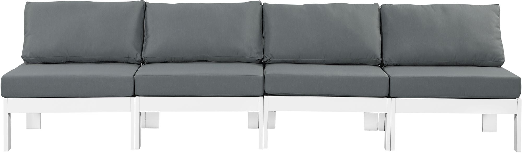 Nizuc 120" Outdoor Patio Waterproof Fabric Armless Modular Sofa with White Aluminum Frame