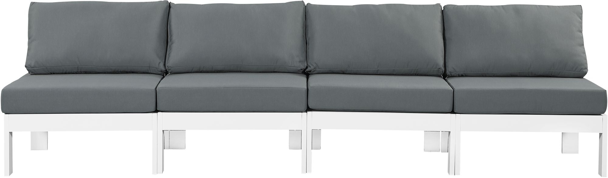 Nizuc 120" Outdoor Patio Waterproof Fabric Armless Modular Sofa with Aluminum Frame