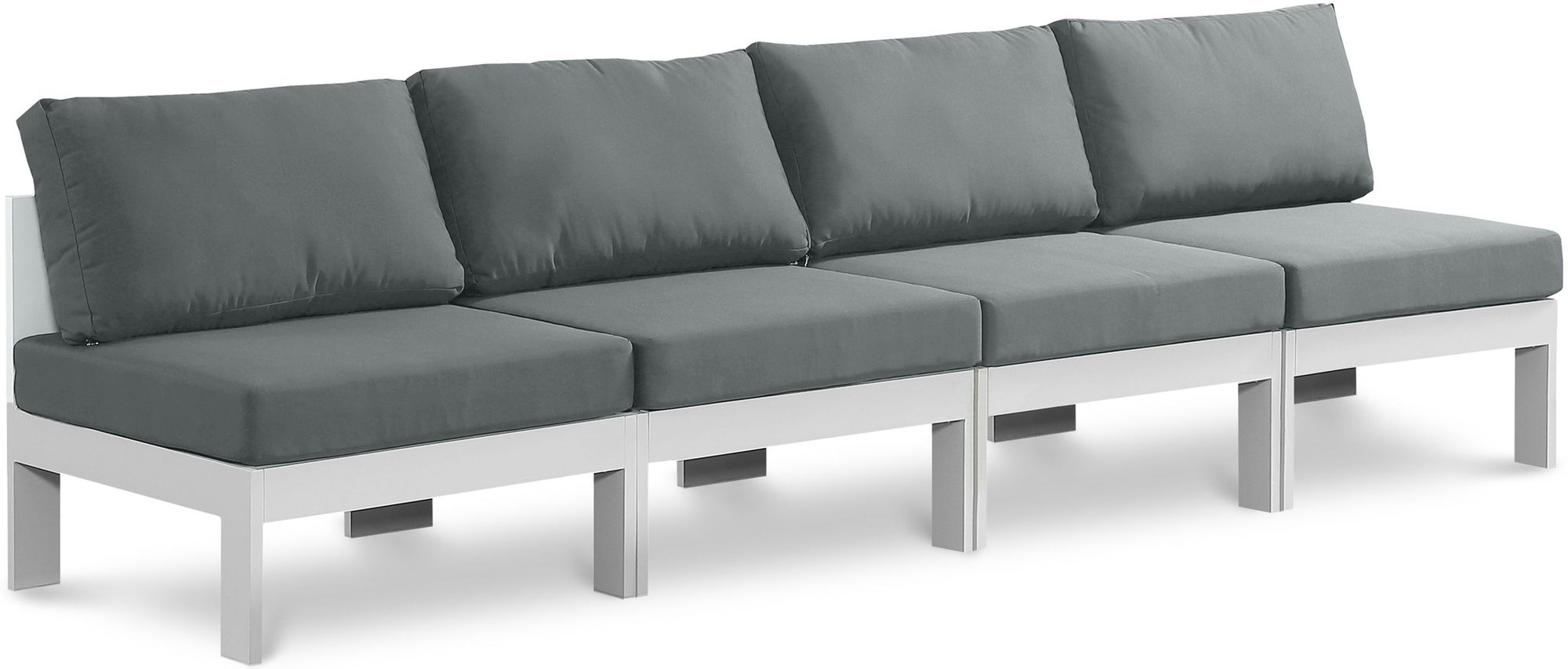 Nizuc 120" Outdoor Patio Waterproof Fabric Armless Modular Sofa with Aluminum Frame