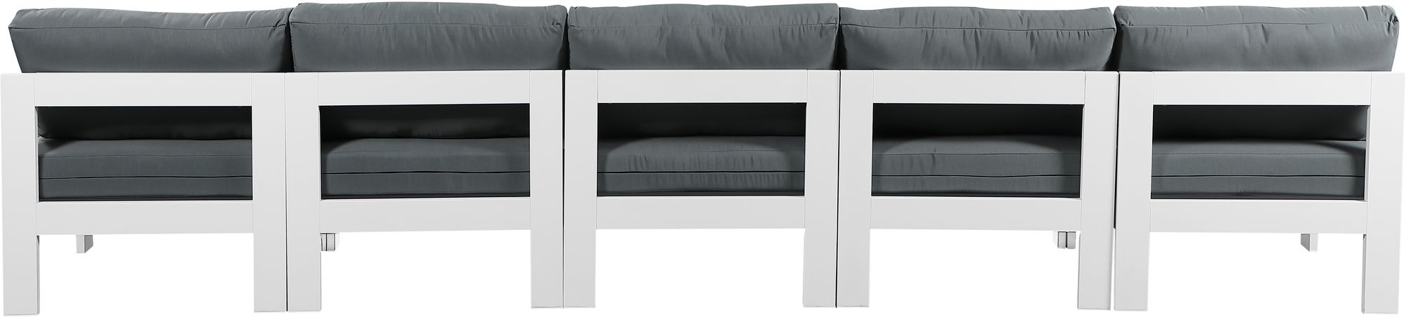 Nizuc 150" Outdoor Patio Waterproof Fabric Armless Modular Sofa with Aluminum Frame