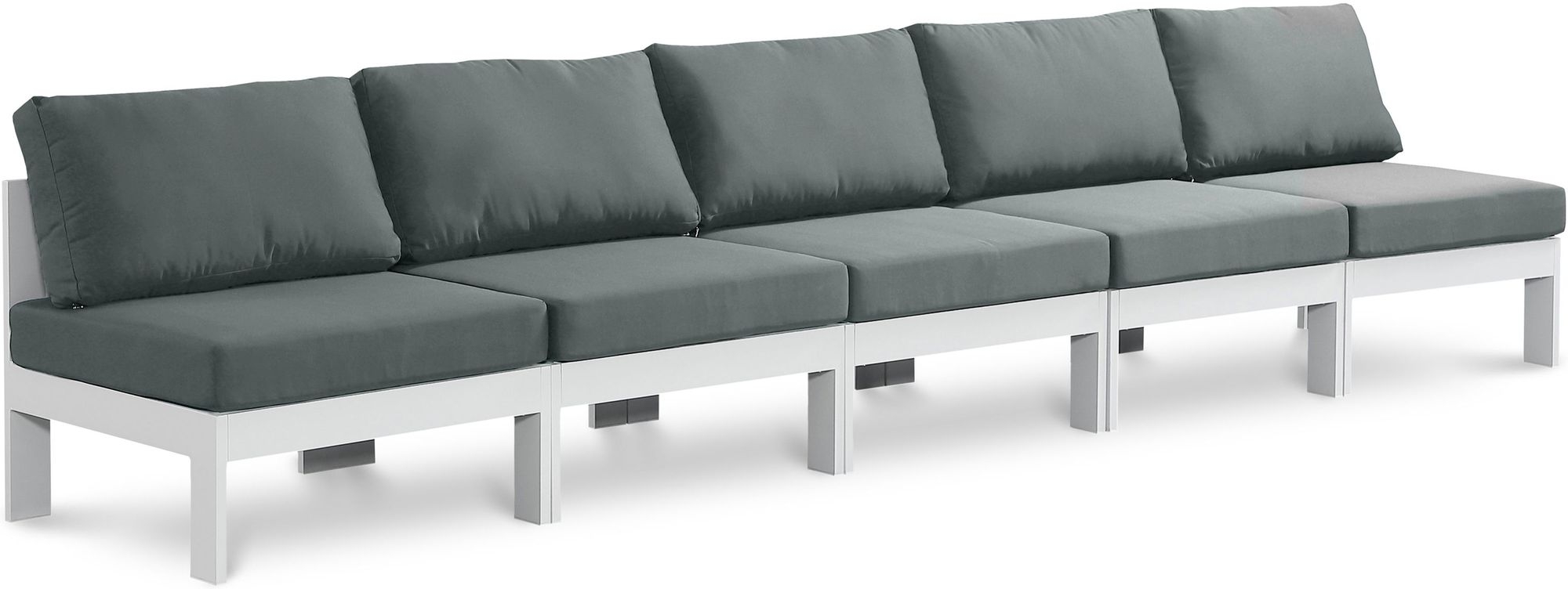 Nizuc 150" Outdoor Patio Waterproof Fabric Armless Modular Sofa with Aluminum Frame