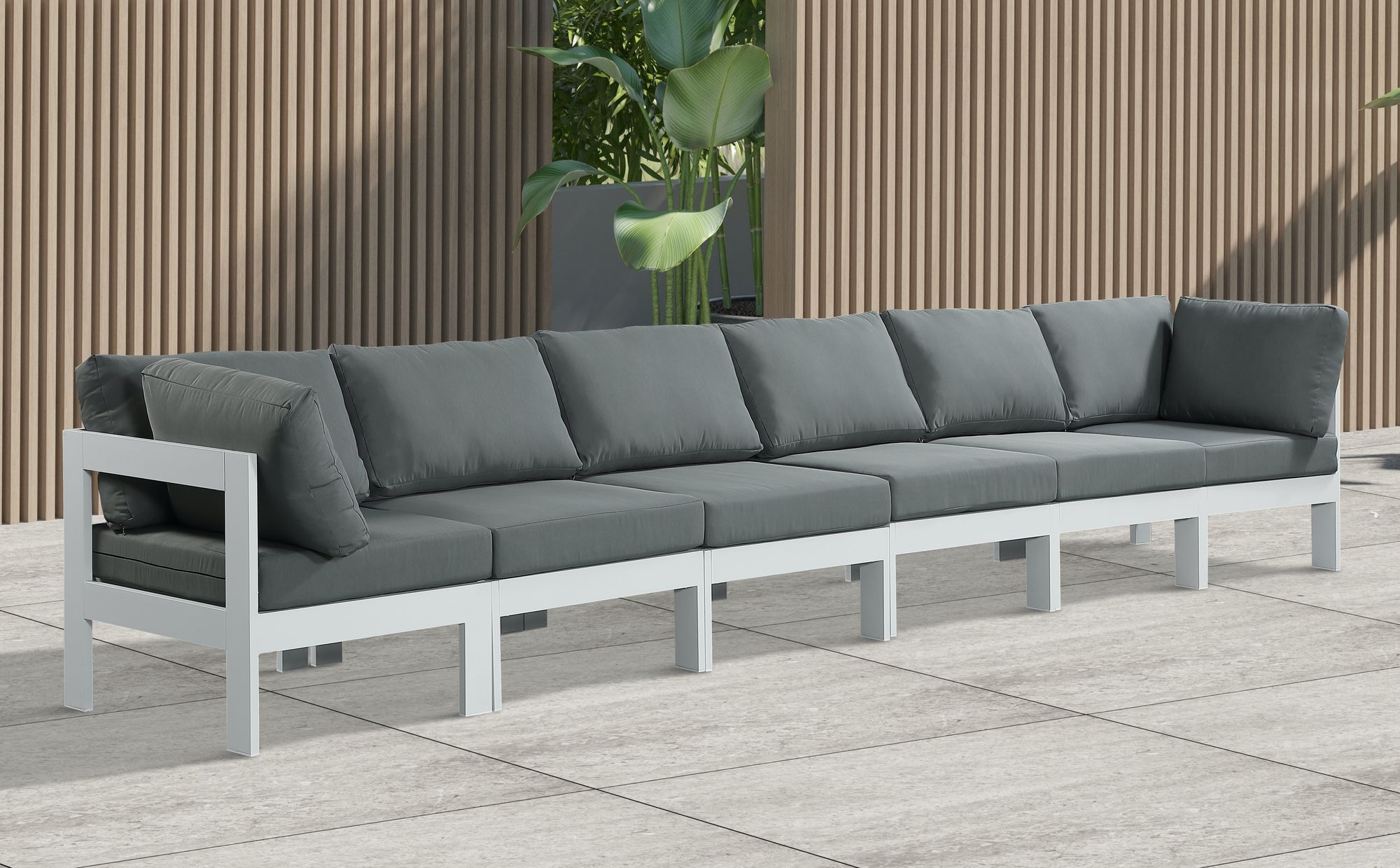 Nizuc 180" Outdoor Patio Waterproof Fabric Modular Sofa with Aluminum Frame