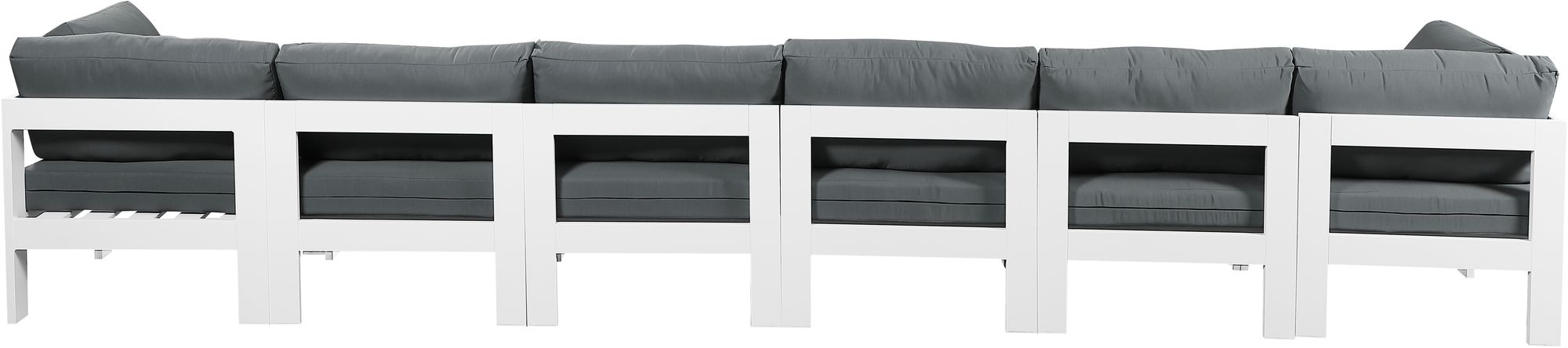 Nizuc 180" Outdoor Patio Waterproof Fabric Modular Sofa with White Aluminum Frame