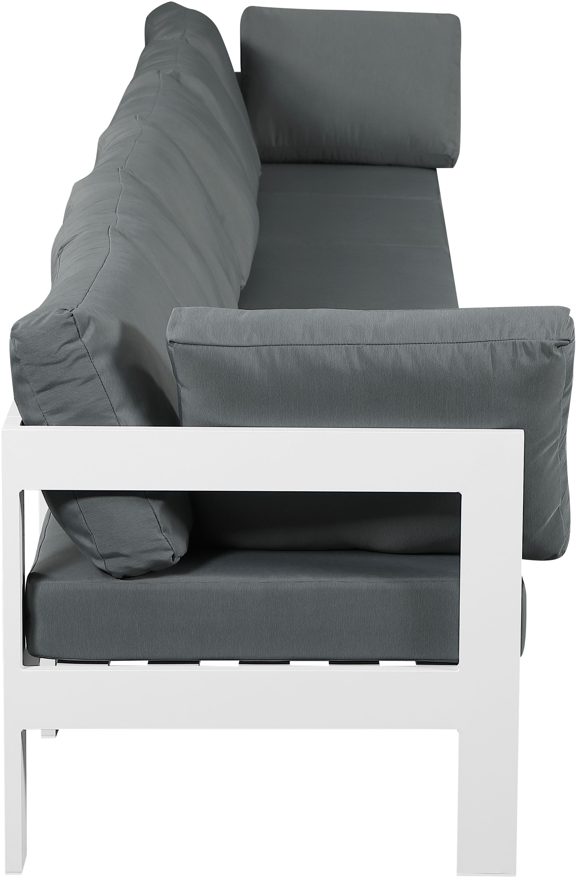 Nizuc 180" Outdoor Patio Waterproof Fabric Modular Sofa with White Aluminum Frame
