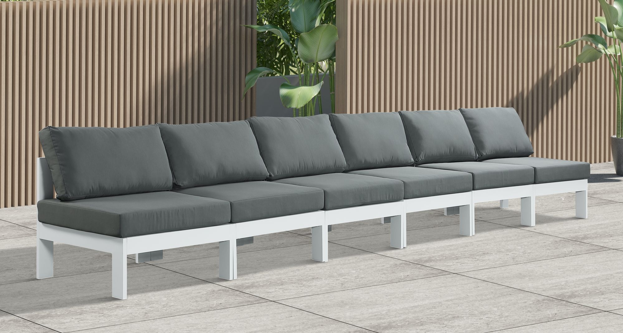 Nizuc 180" Outdoor Patio Waterproof Fabric Armless Modular Sofa with Aluminum Frame