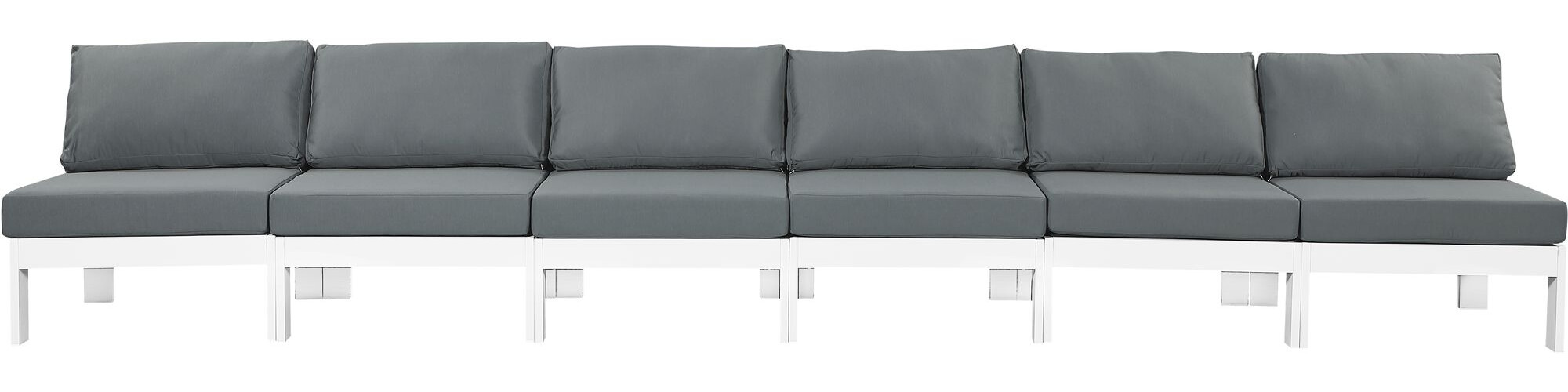 Nizuc 180" Outdoor Patio Waterproof Fabric Armless Modular Sofa with White Aluminum Frame