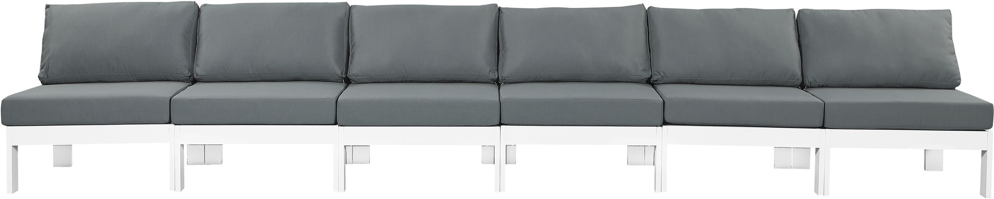 Nizuc 180" Outdoor Patio Waterproof Fabric Armless Modular Sofa with Aluminum Frame