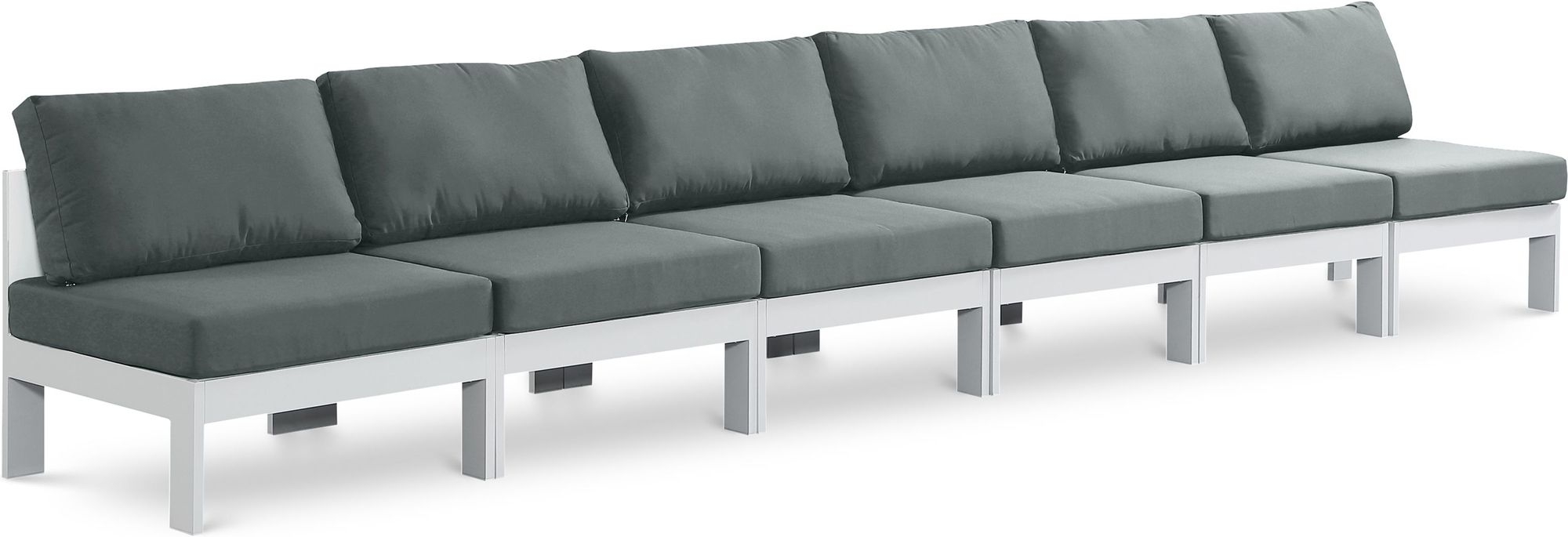 Nizuc 180" Outdoor Patio Waterproof Fabric Armless Modular Sofa with Aluminum Frame