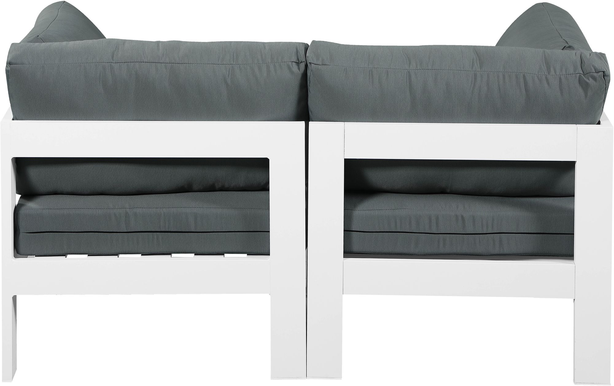 Nizuc 60" Outdoor Patio Waterproof Fabric Modular Sofa with White Aluminum Frame