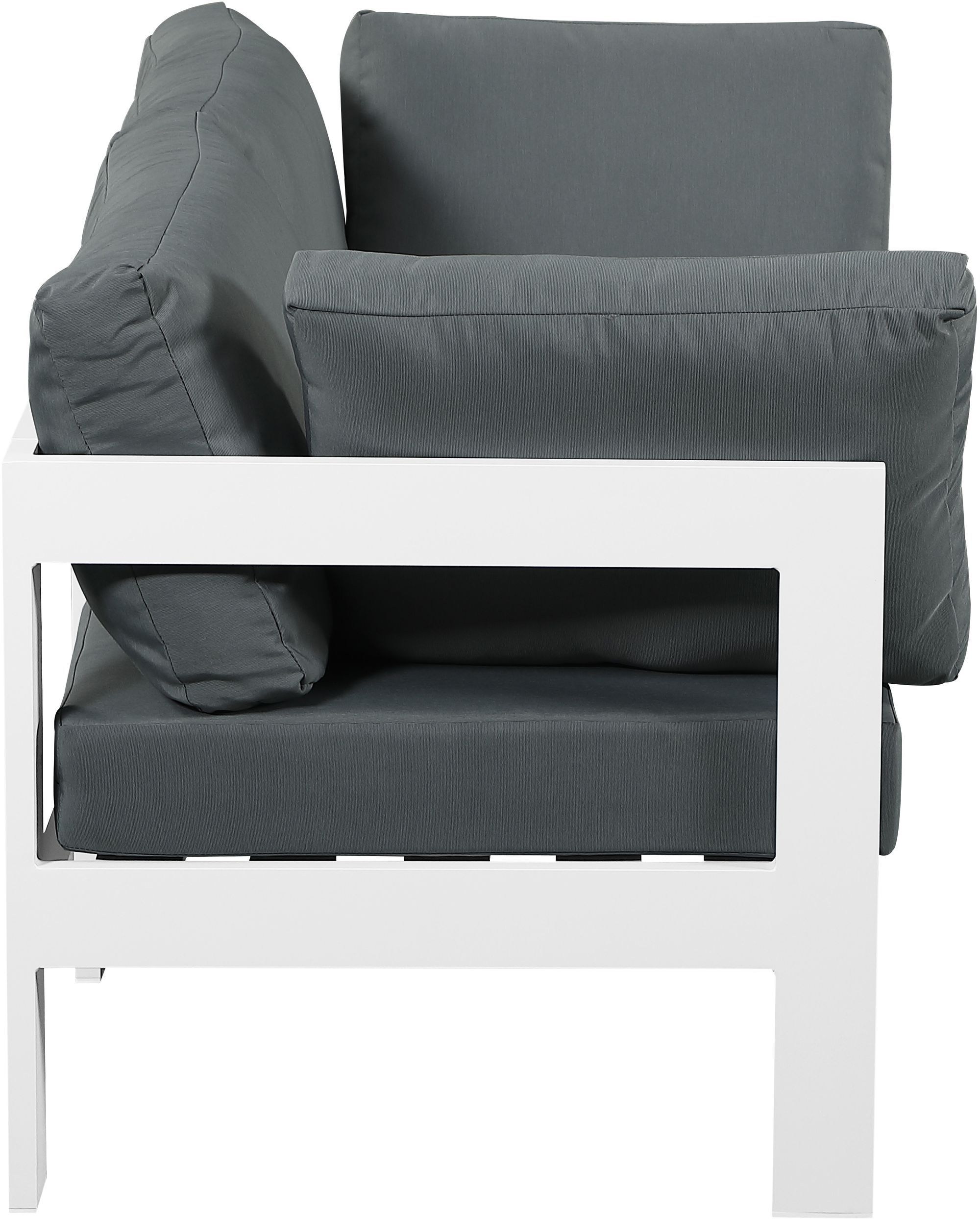 Nizuc 60" Outdoor Patio Waterproof Fabric Modular Sofa with White Aluminum Frame