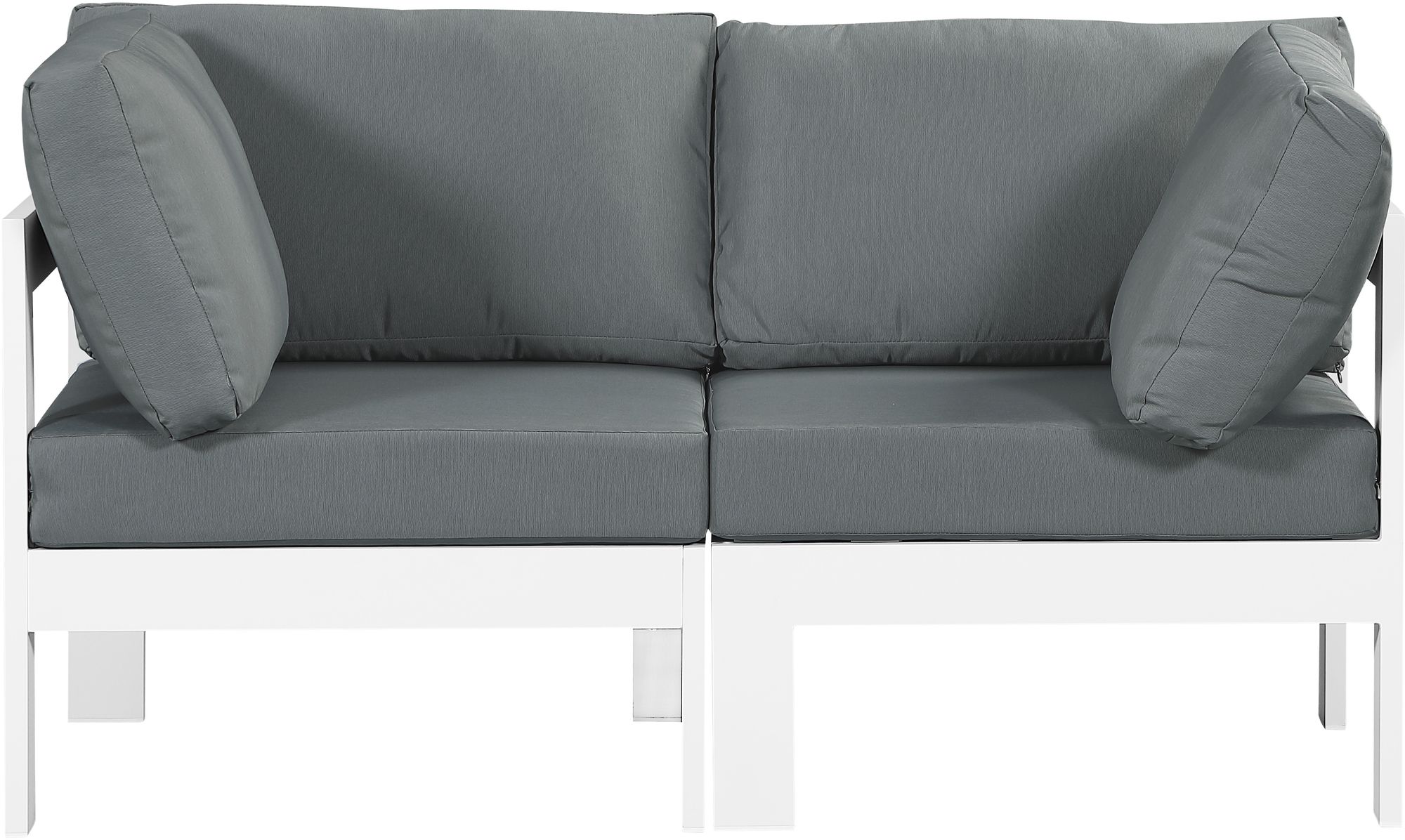 Nizuc 60" Outdoor Patio Waterproof Fabric Modular Sofa with White Aluminum Frame
