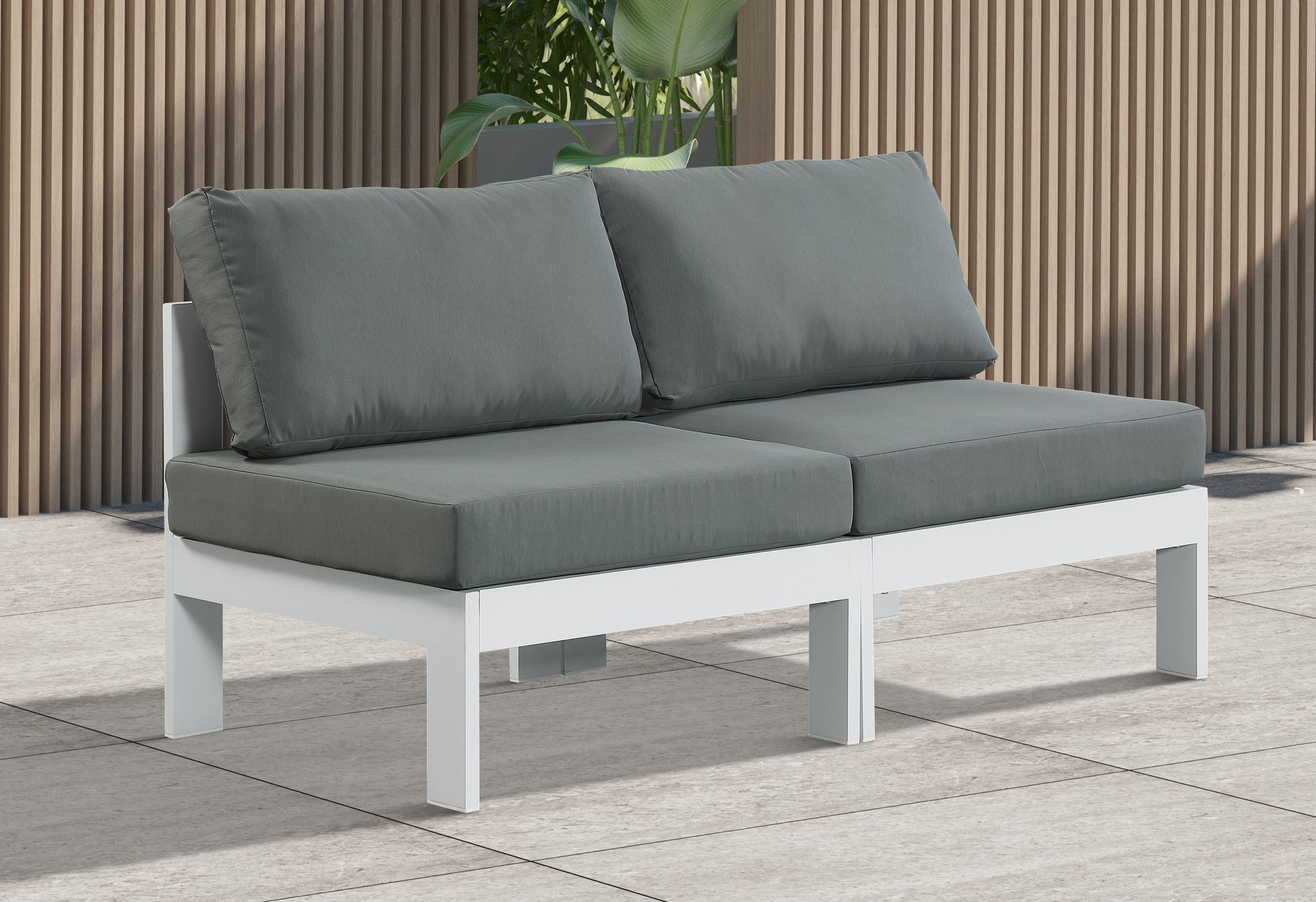Nizuc 60" Outdoor Patio Waterproof Fabric Armless Modular Sofa with Aluminum Frame