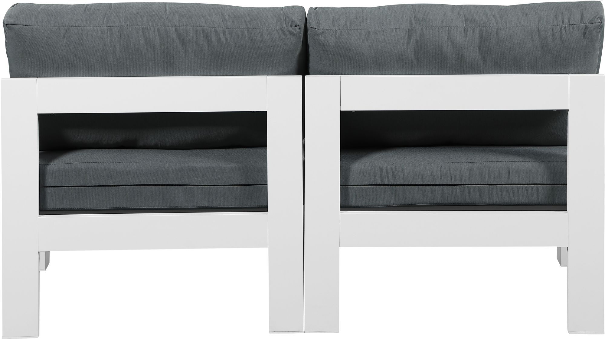 Nizuc 60" Outdoor Patio Waterproof Fabric Armless Modular Sofa with White Aluminum Frame